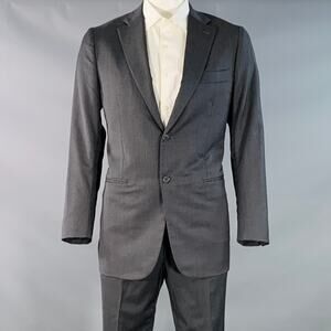 ISAIA Size 42 Regular Grey Wool Twill Notch Lapel Suit